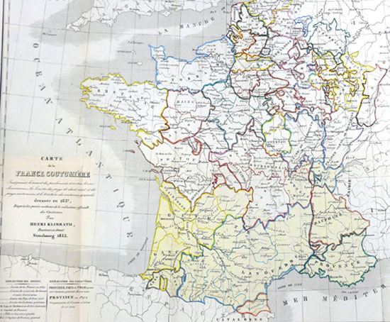 Carte des provinces de France avant 1789 pour acces aux coutumes